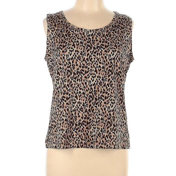 212 Collection Women’s Sleeveless Animal Print Blouse – Size Large, Brown/Black - Picture 6 of 6